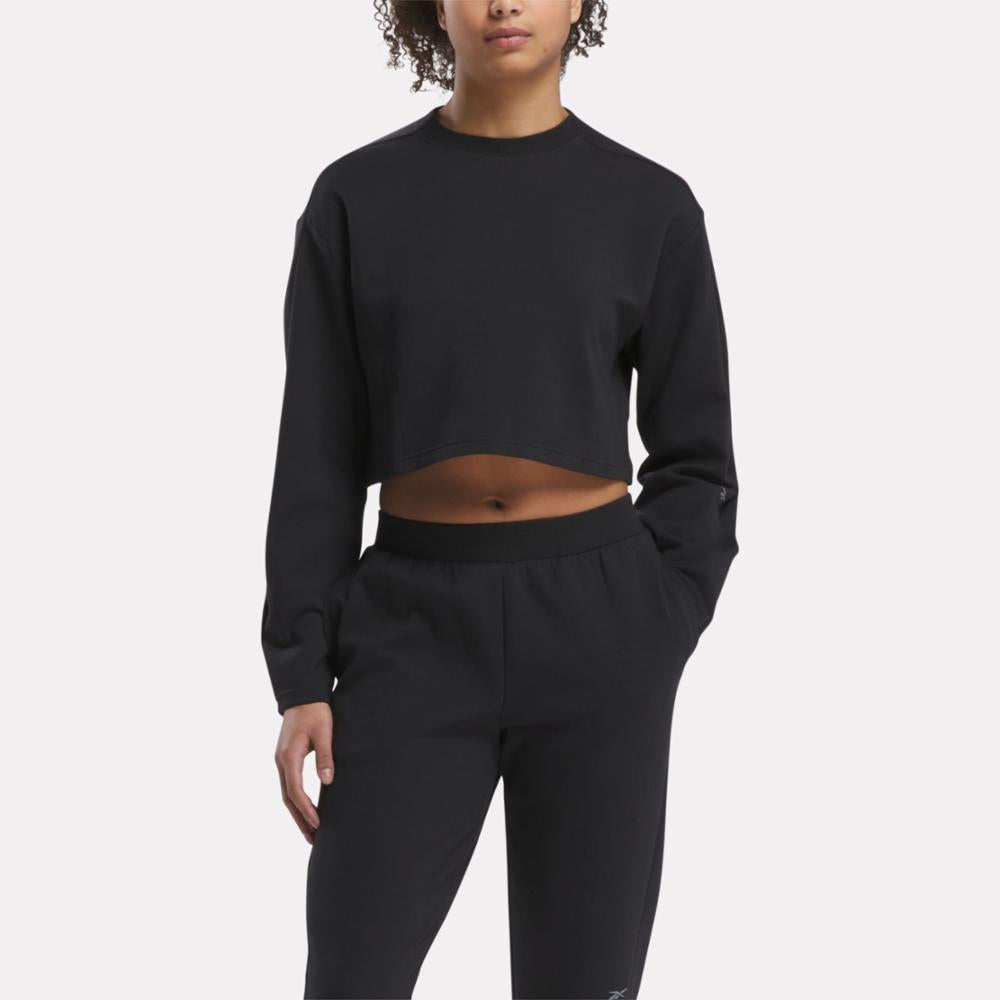 Reebok Apparel Women Active Collective DREAMBLEND Mid-Layer Sweatshirt BLACK