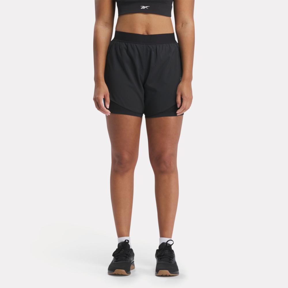 Reebok Apparel Women Running Two-in-One Shorts NGHBLK