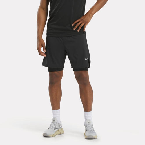 Reebok Apparel Men Running Two-in-One Shorts BLACK