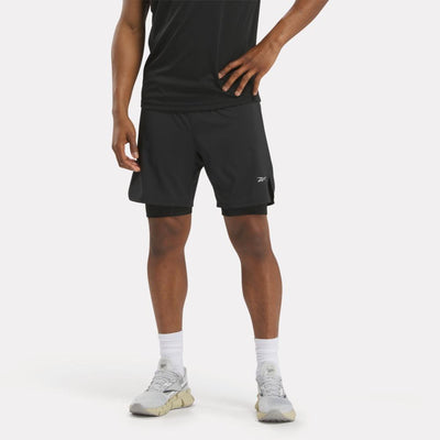 Reebok Apparel Men Running Two-in-One Shorts BLACK