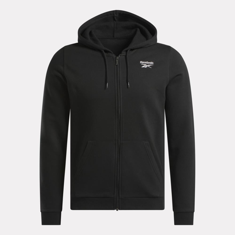 Reebok Apparel Men Reebok Identity Small Logo Fleece Full-Zip Hoodie BLACK