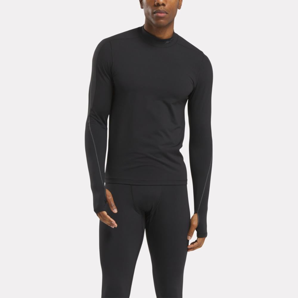 Reebok Apparel Men Speed Base Layer Long Sleeve T-Shirt Feat. RBK-FIRE+ BLACK