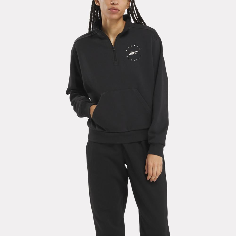 Reebok Apparel Women ID Energy Fleece Midlayer Top BLACK