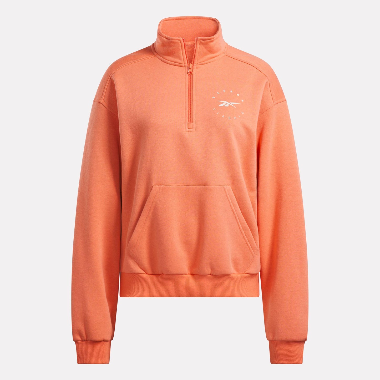 Reebok Apparel Women ID Energy Fleece Midlayer Top SUPERCHARGED CORAL