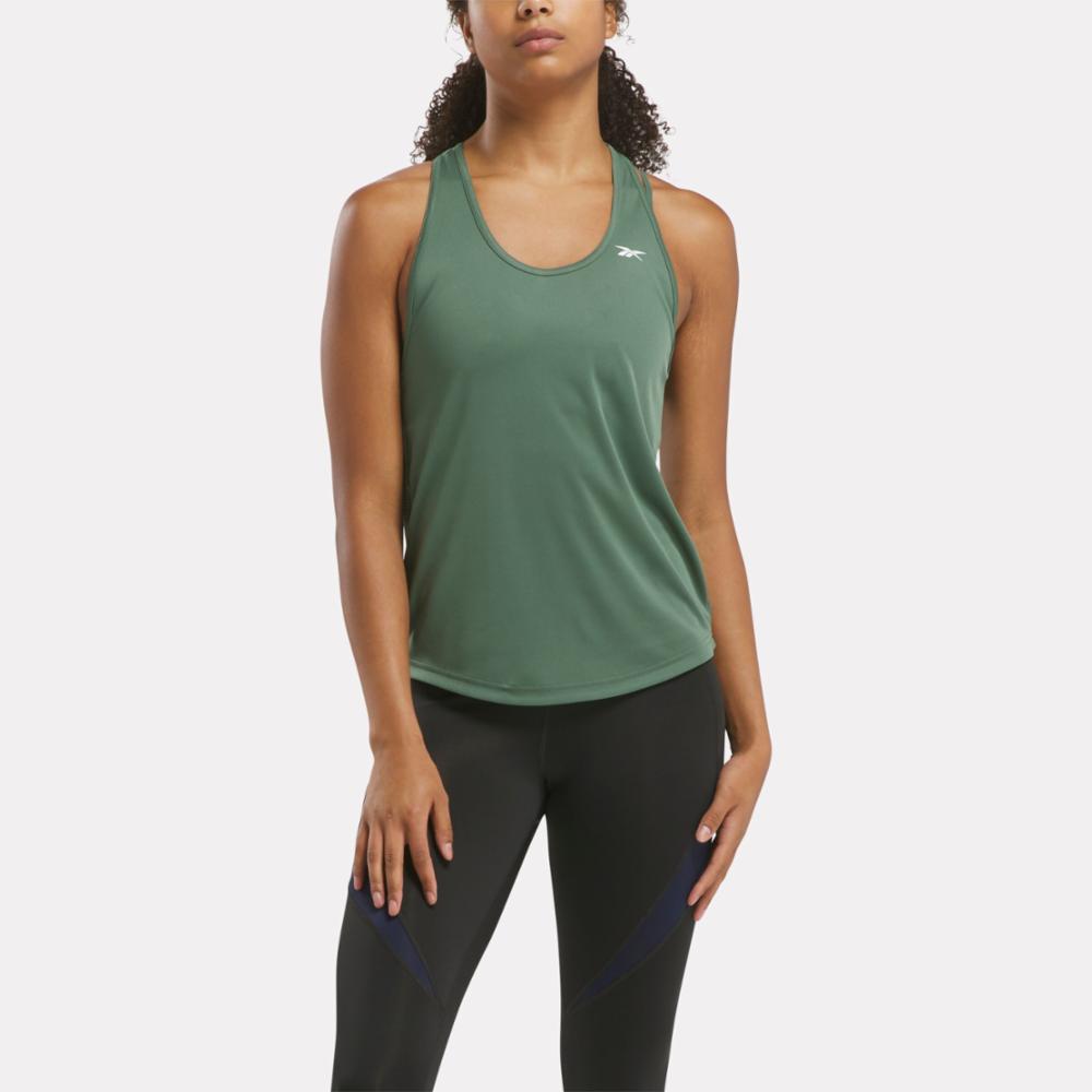 Reebok Apparel Women Workout Ready Mesh Back Tank Top ESCAPE GREEN