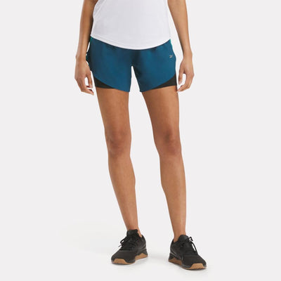 Reebok Apparel Women Running Two-in-One Shorts ESCAPE BLUE