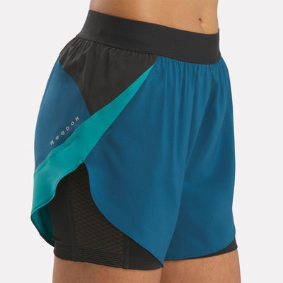 Reebok Apparel Women Running Two-in-One Shorts ESCAPE BLUE