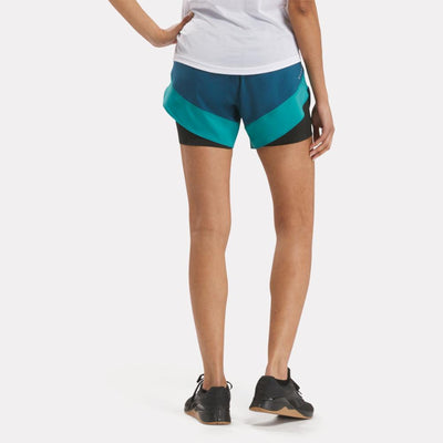 Reebok Apparel Women Running Two-in-One Shorts ESCAPE BLUE