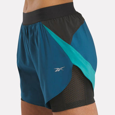 Reebok Apparel Women Running Two-in-One Shorts ESCAPE BLUE