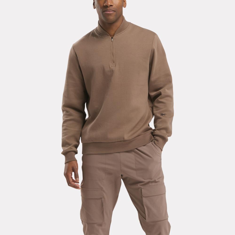 Reebok Apparel Men Active Collective DreamBlend 1/4 Zip Sweatshirt UTILITY BROWN