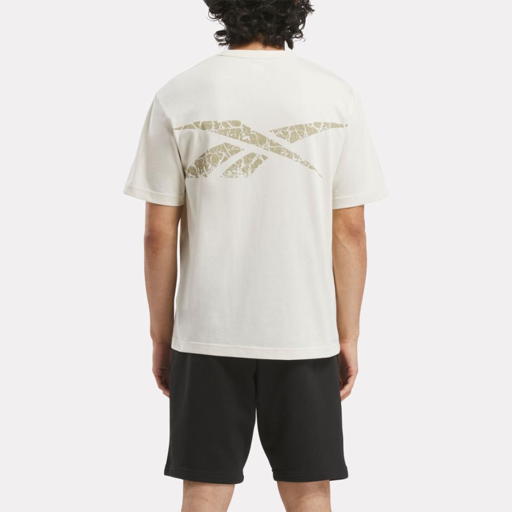 Reebok Apparel Men Back Vector Unearthed T-Shirt ALABASTER