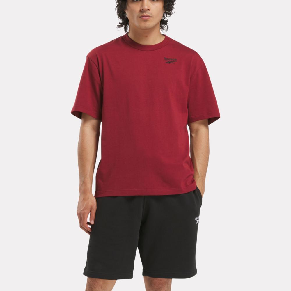 Reebok Apparel Men Back Vector Unearthed T-Shirt RICH MAROON