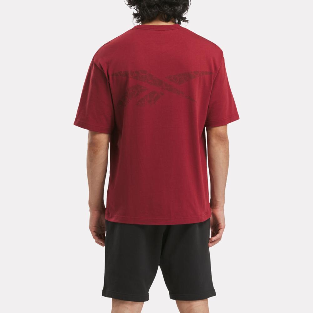 Reebok Apparel Men Back Vector Unearthed T-Shirt RICH MAROON