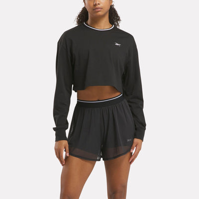 Reebok Apparel Women Team Long Sleeve Crop Top BLACK