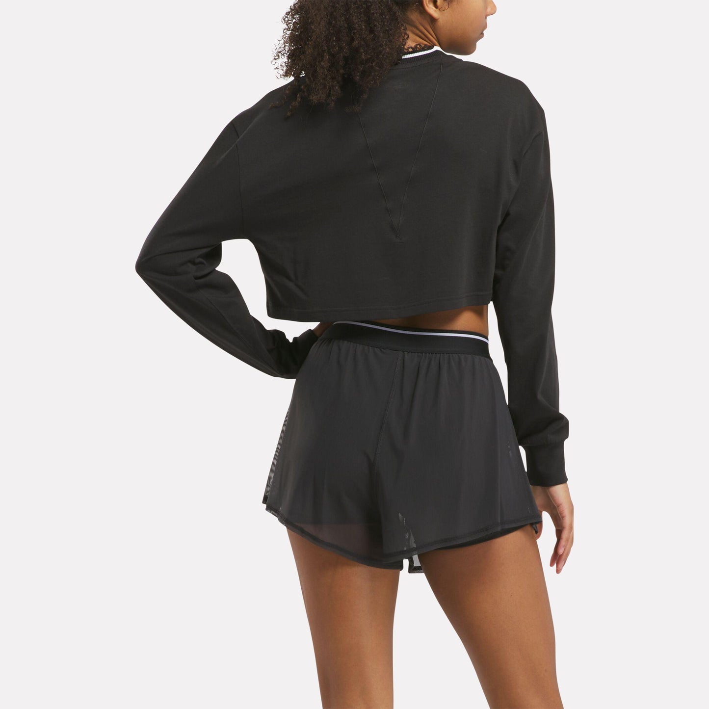 Reebok Apparel Women Team Long Sleeve Crop Top BLACK