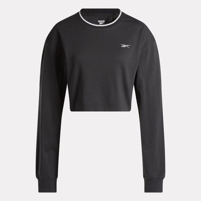 Reebok Apparel Women Team Long Sleeve Crop Top BLACK