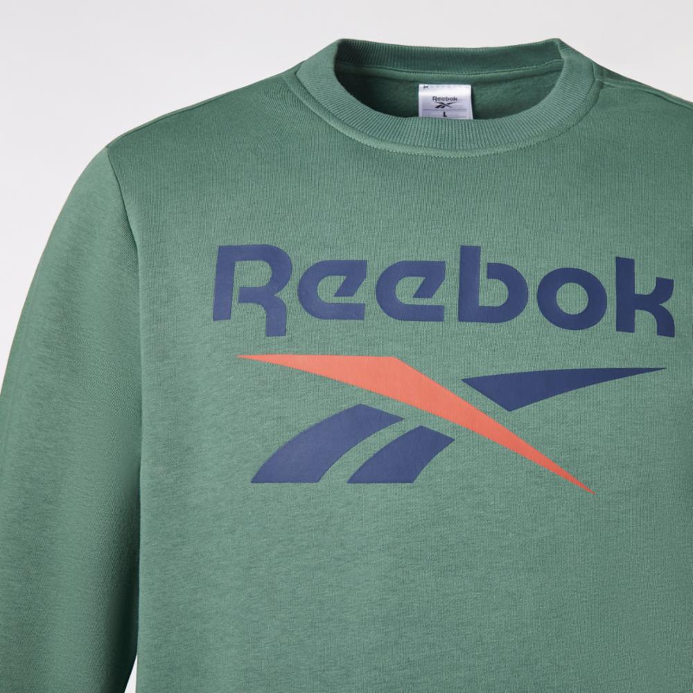 Reebok Apparel Men Reebok Identity Fleece Stacked Logo Sweatshirt ESCAPE GREEN