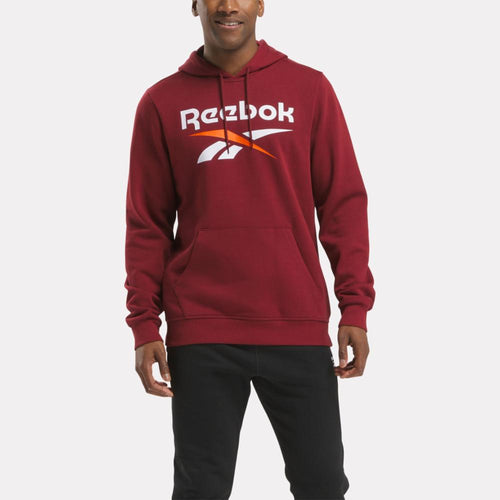 Reebok Apparel Men Reebok Identity Fleece Stacked Logo Pullover Hoodie RICH MAROON