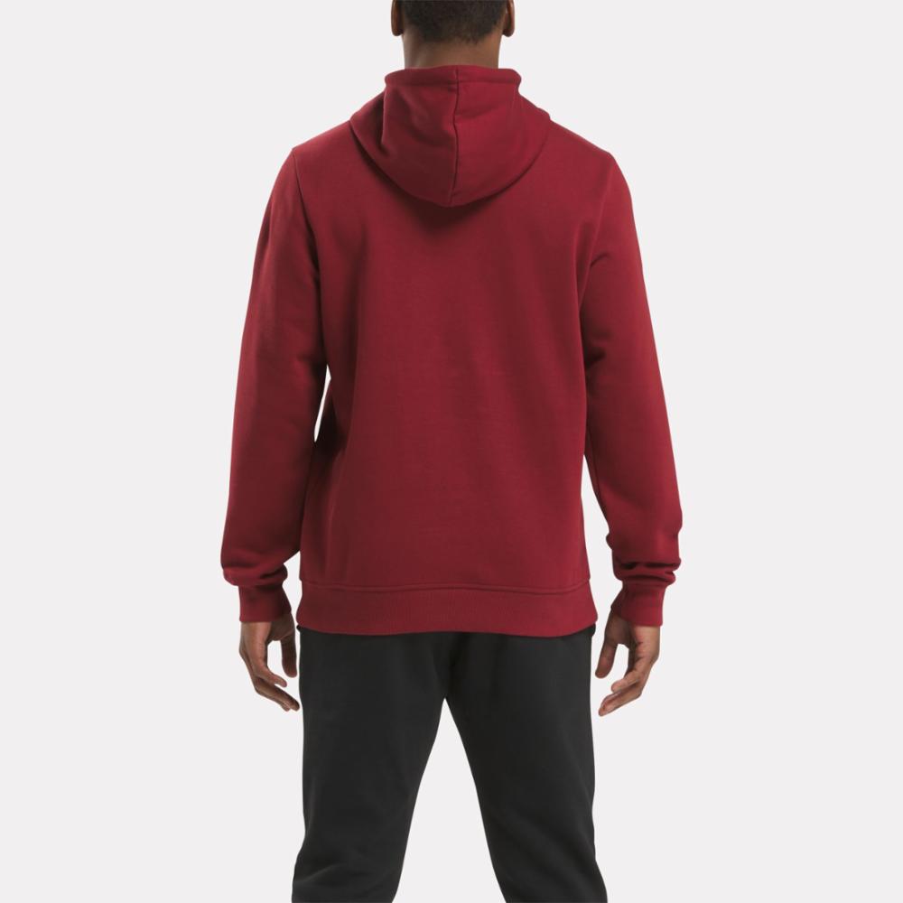 Reebok Apparel Men Reebok Identity Fleece Stacked Logo Pullover Hoodie RICH MAROON