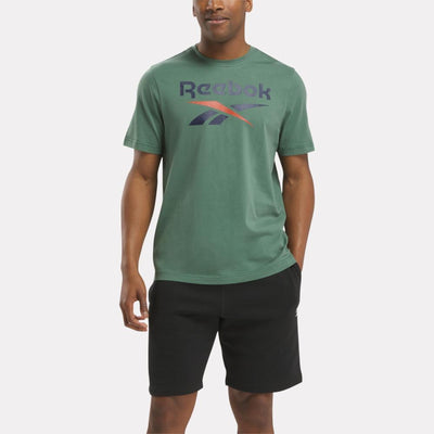 Reebok Apparel Men Reebok Identity Big Stacked Logo T Shirt ESCAPE GRE