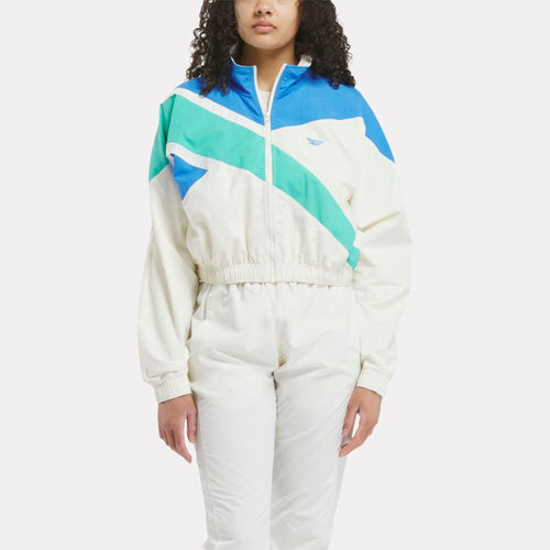 Reebok Apparel Women Classics Franchise Track Jacket VNTG CHALK/KNTCBLU/UNLSHDGREEN