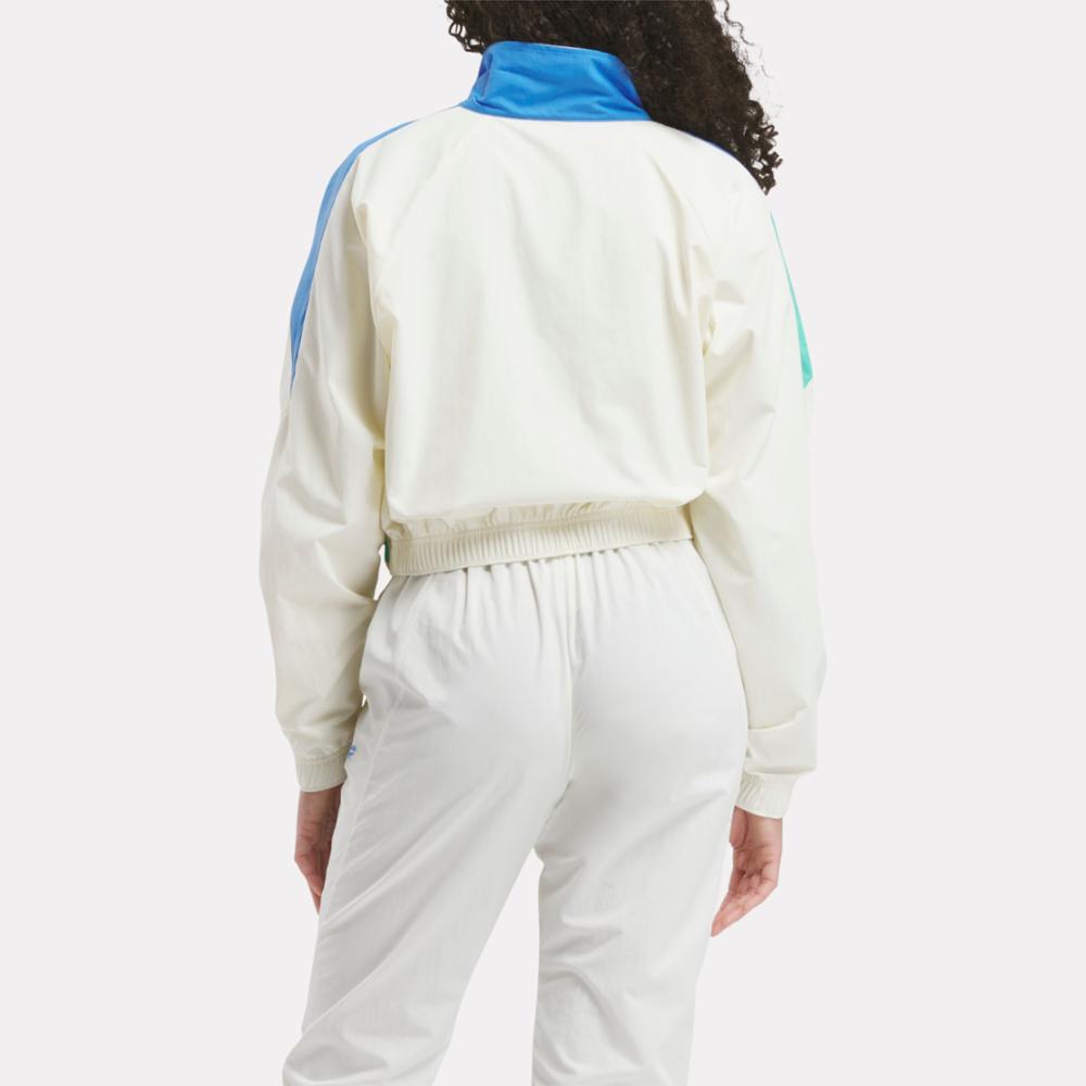 Reebok Apparel Women Classics Franchise Track Jacket VNTG CHALK/KNTCBLU/UNLSHDGREEN