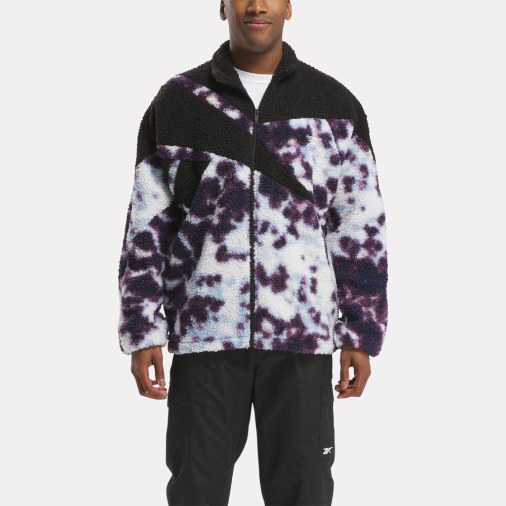 Reebok Apparel Men Vector Icon High-Pile Fleece Jacket BLACK/MIDNIGHT PLUM