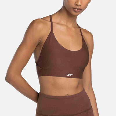 Reebok Apparel Women Lux Strappy Sports Bra UNEARTHED BROWN