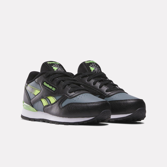 Reebok Footwear Kids Classic Leather Step 'n' Flash Shoes - Pre-school BLACK/GREY5/DIGITALLIME