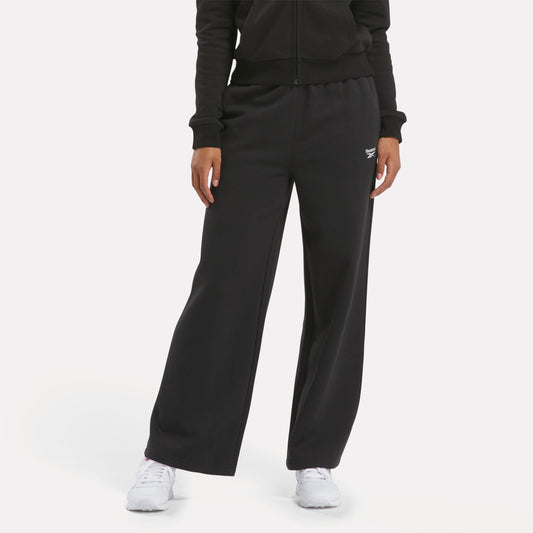 Reebok Apparel Women Reebok Identity Small Logo Fleece Wide Leg Pants BLACK