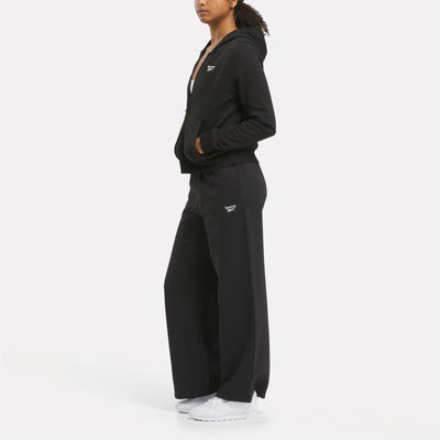 Reebok Apparel Women Reebok Identity Small Logo Fleece Wide Leg Pants BLACK