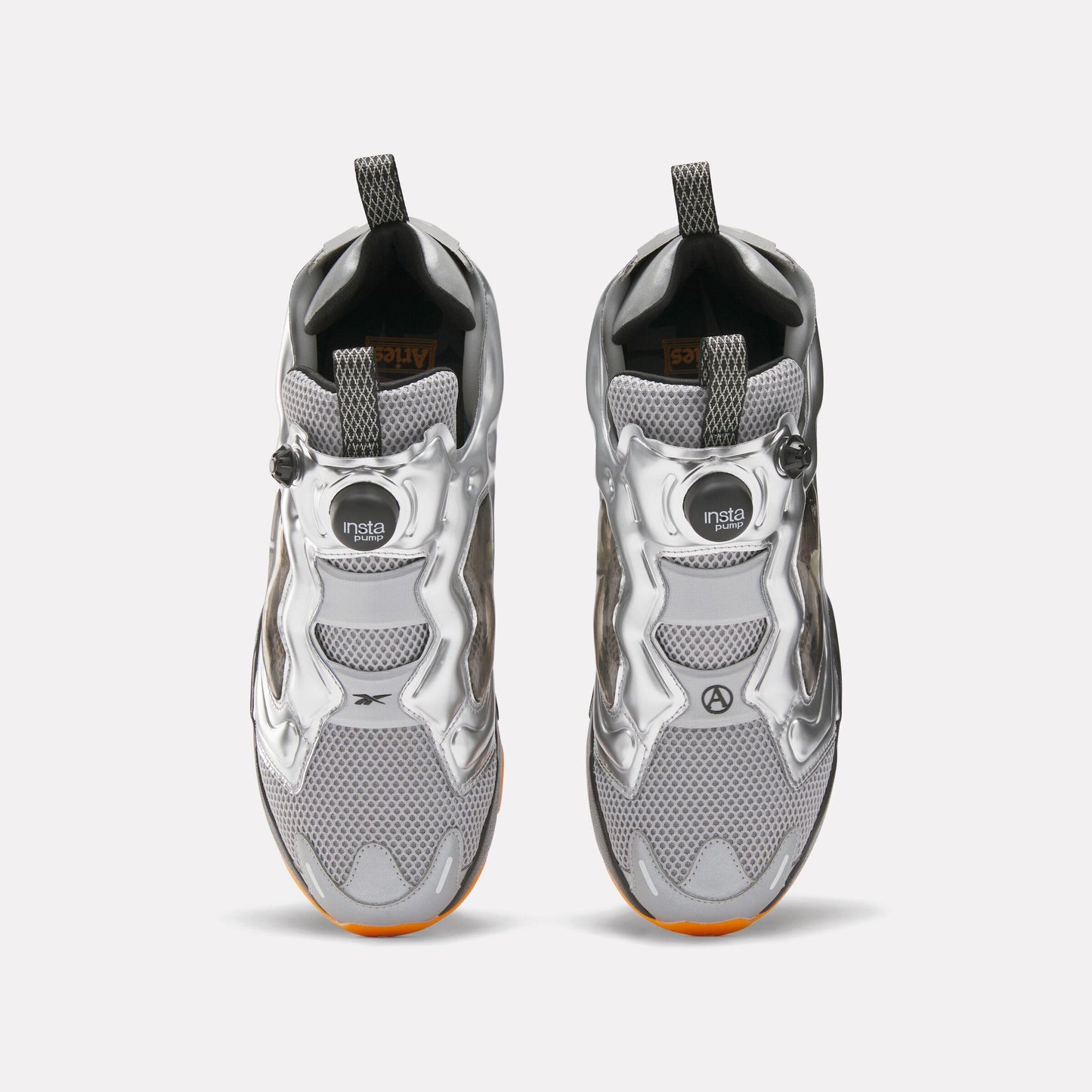 Reebok Footwear Men Reebok x Aries InstaPump Fury 94 Shoes SILVER/BLACK/ORANGE/GREY