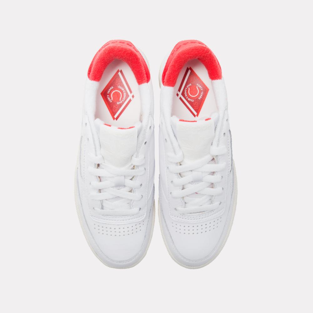 Reebok Footwear Women Club C 85 Vintage Shoes - 40th Anniversary WHITE/CHALK/ENERGYRED