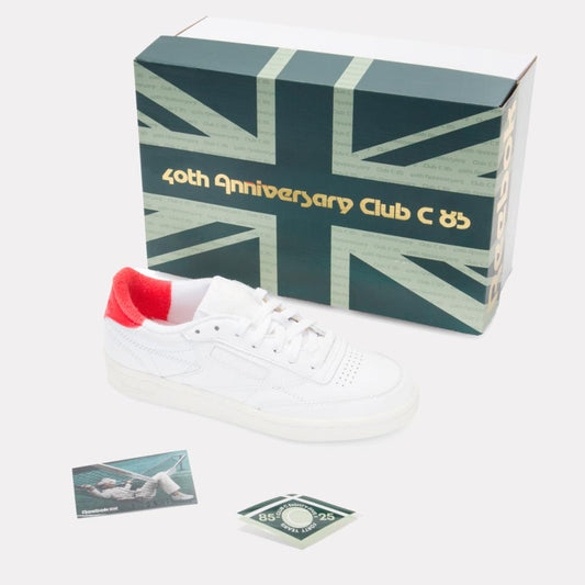 Reebok Footwear Women Club C 85 Vintage Shoes - 40th Anniversary WHITE/CHALK/ENERGYRED