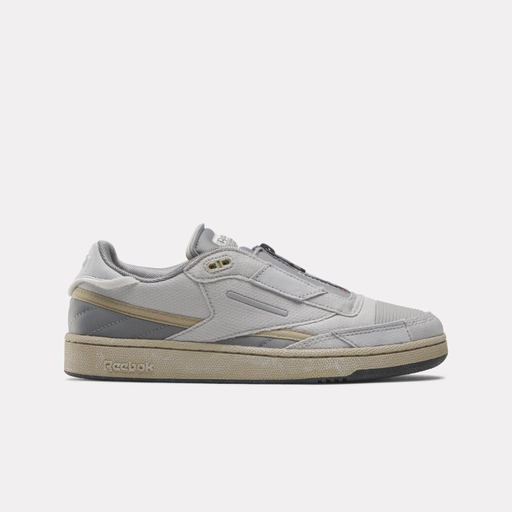 Reebok Footwear Men Reebok x NASA Club C 85 Zip Shoes GREY/GREY/TAN ...