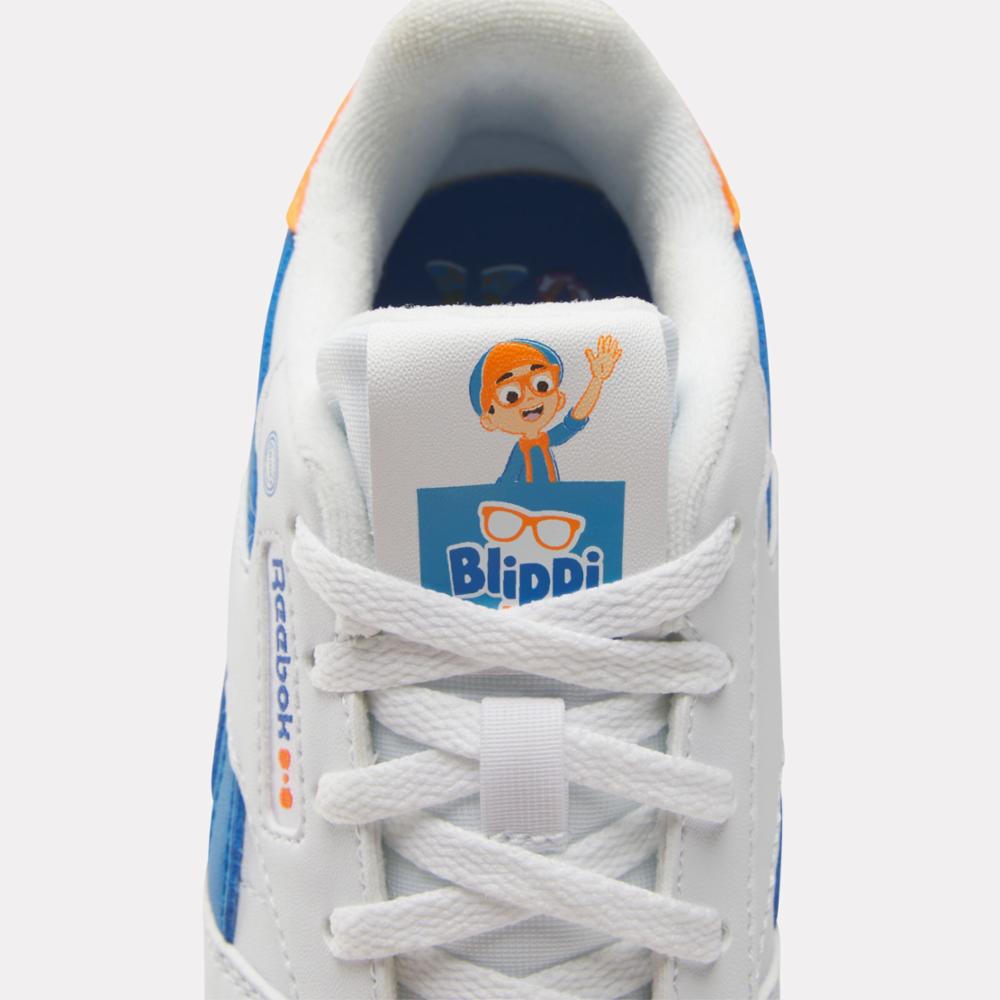 Reebok Footwear Kids Reebok x Blippi Classic Leather Step 'N' Flash Shoes - Preschool WHITE/BLUE/ORANGE