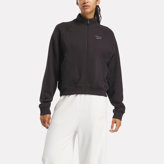 Reebok Apparel Women Icon Elements French Terry Full-Zip Top BLACK