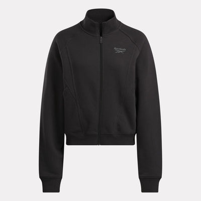 Reebok Apparel Women Icon Elements French Terry Full-Zip Top BLACK