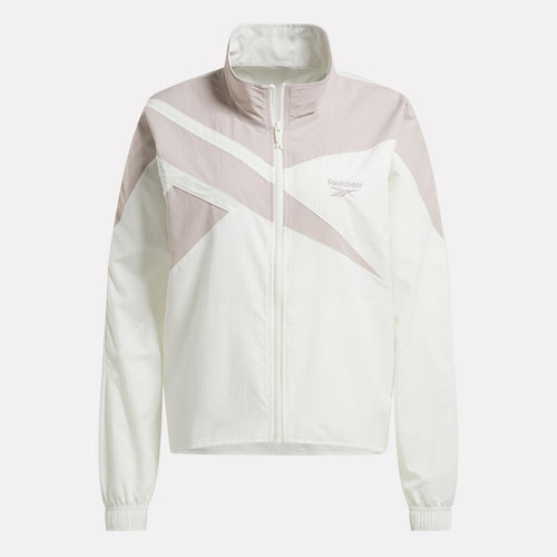 Reebok Apparel Women Open Hem Vector Track Jacket CHALK/HAZY GREY