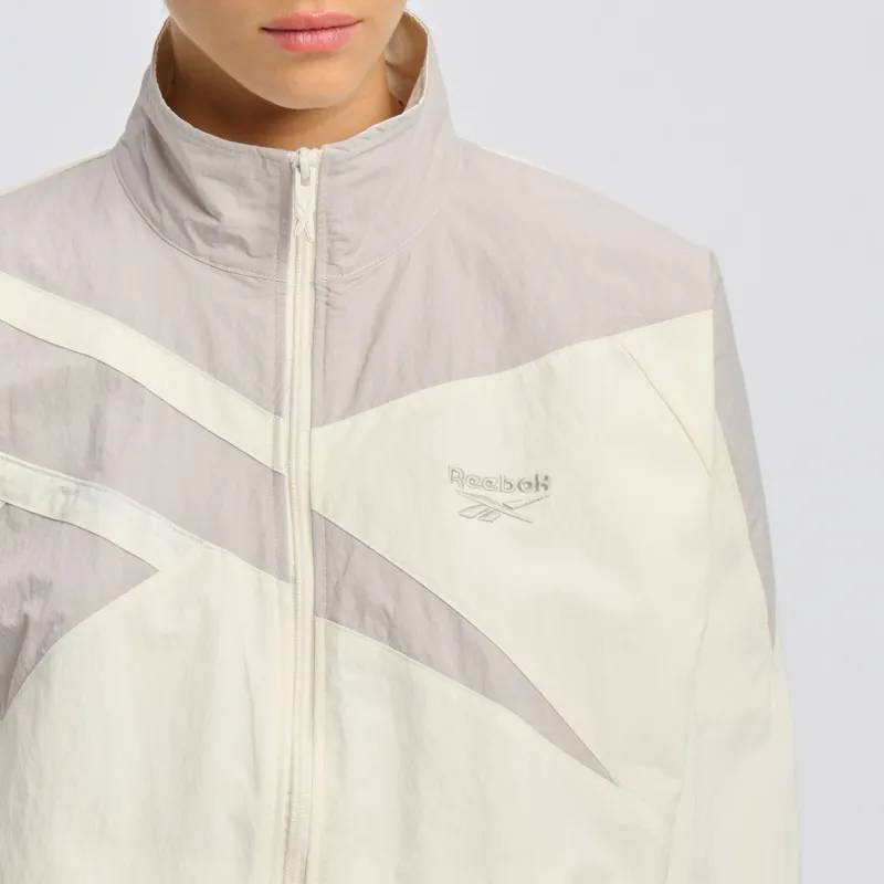 Reebok Apparel Women Open Hem Vector Track Jacket CHALK/HAZY GREY