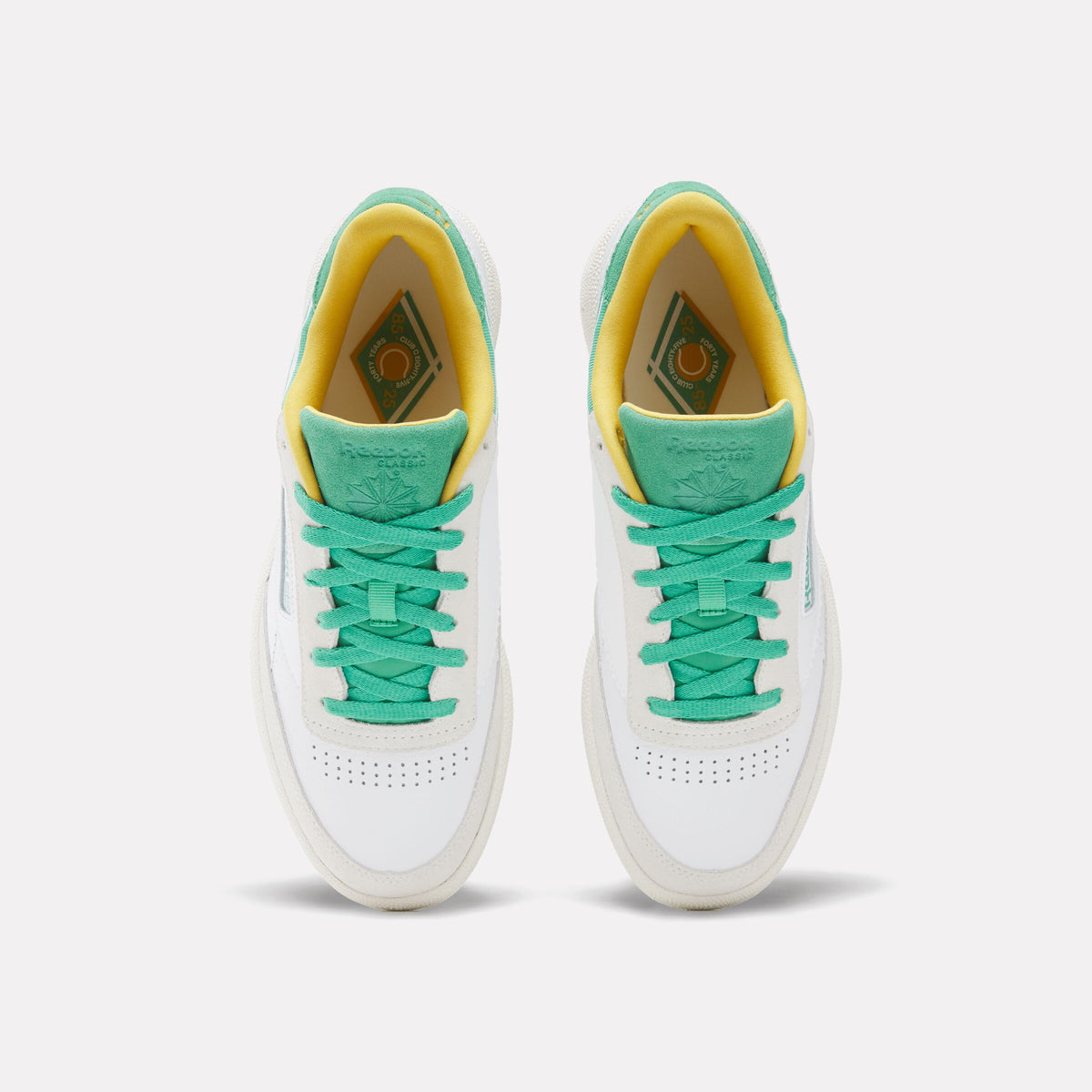REEBOK FOOTWEAR UNISEX Club C 85 Shoes WHITE/UPGRADEGREEN/CHALK