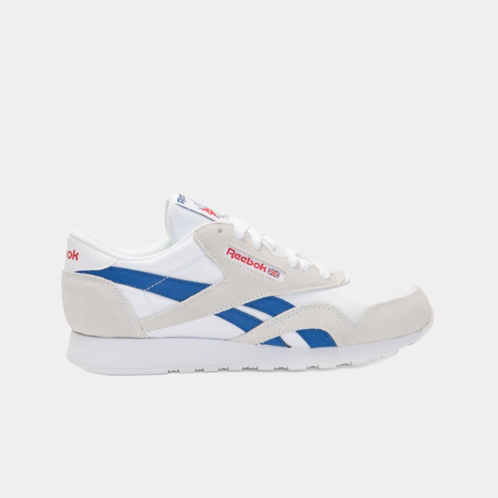 Reebok Footwear Men Classic Nylon Shoes WHITE/VECTOR BLUE/VECTOR RED