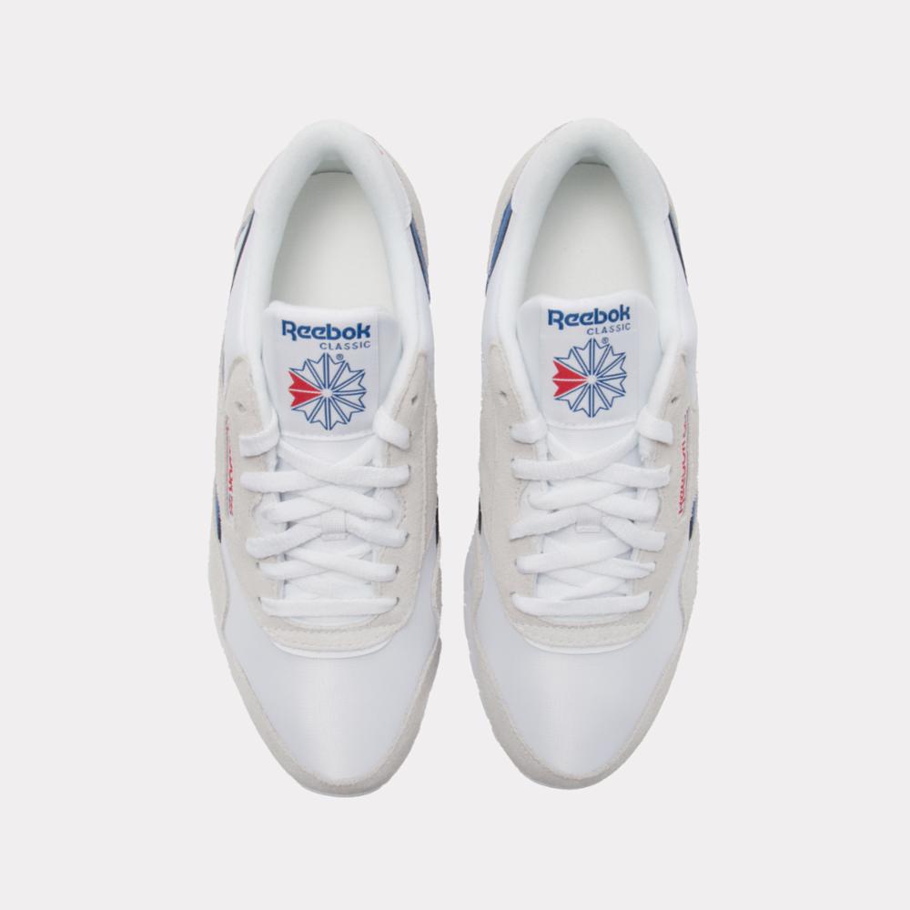 Reebok Footwear Men Classic Nylon Shoes WHITE/VECTOR BLUE/VECTOR RED