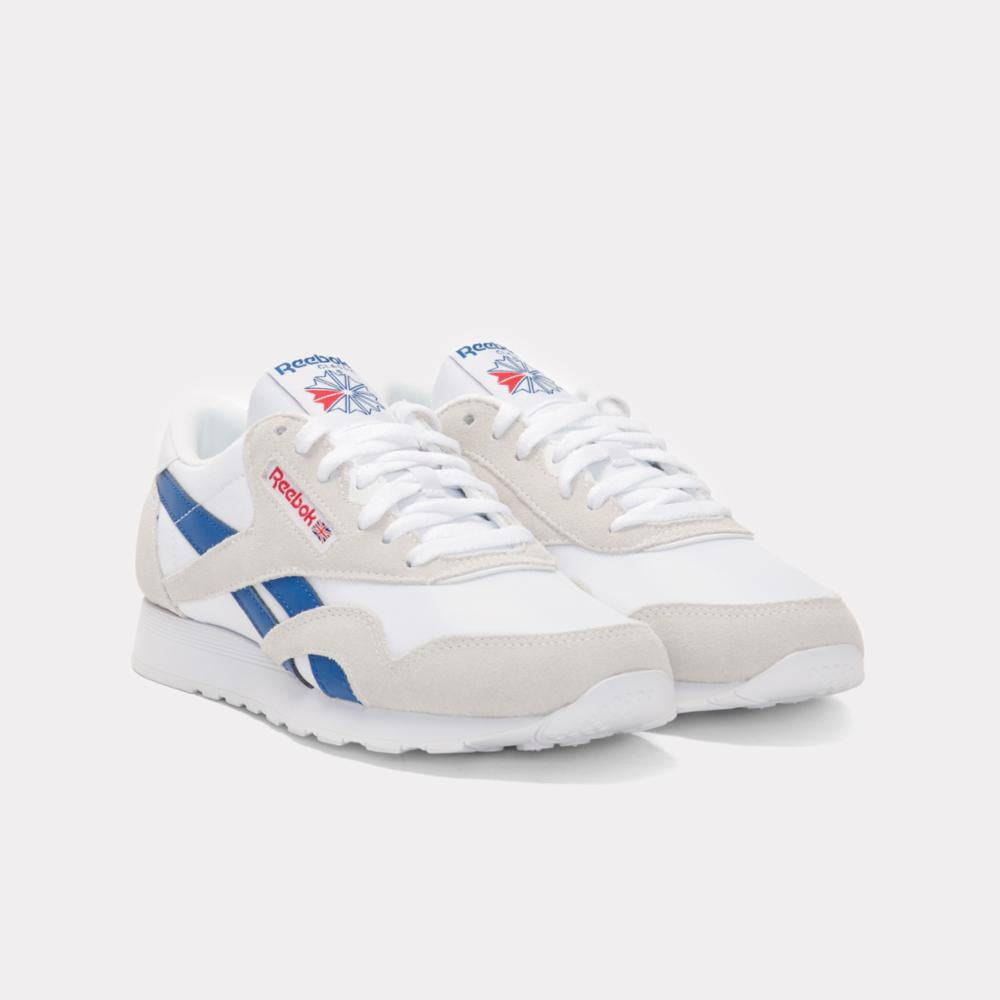 Reebok Footwear Men Classic Nylon Shoes WHITE/VECTOR BLUE/VECTOR RED