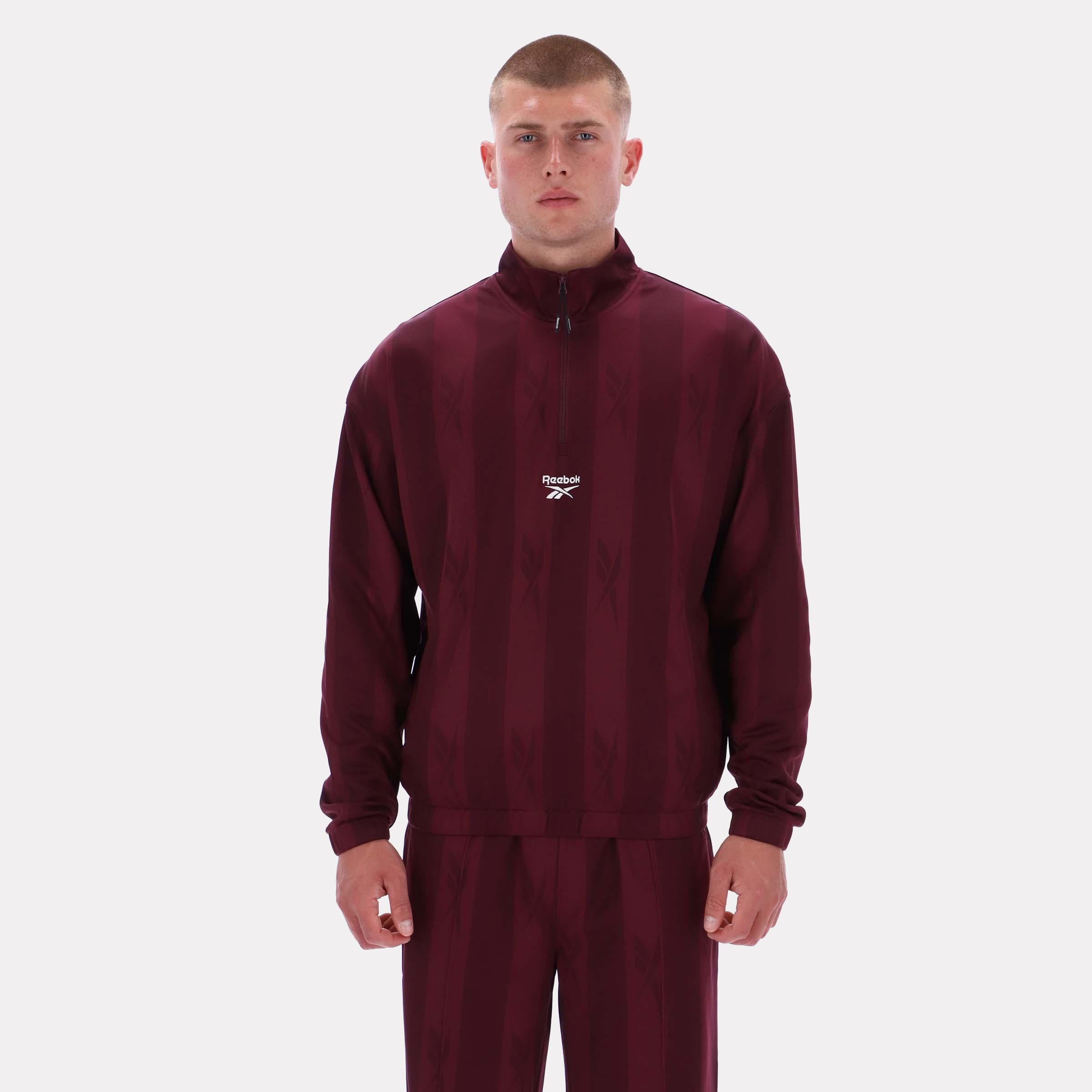 03-04 マンチェスター・シティ　Reebok トレーニング　スウェットトップ Reebok Apparel Men Retro Quarter-Zip Track Top BLACK CHERRY
