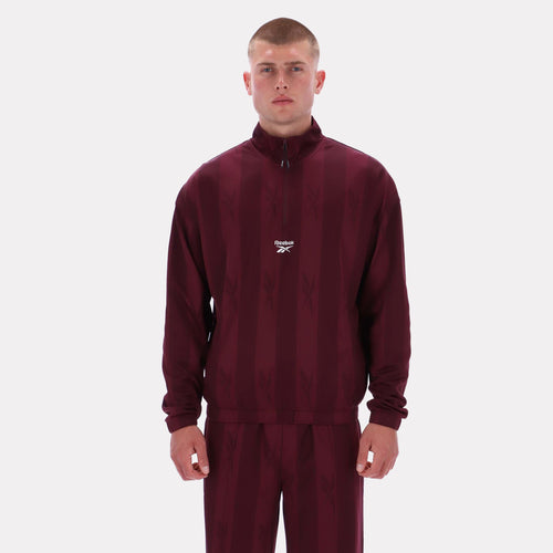 Reebok Apparel Men Retro Quarter-Zip Track Top BLACK CHERRY