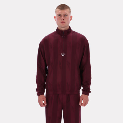 Reebok Apparel Men Retro Quarter-Zip Track Top BLACK CHERRY