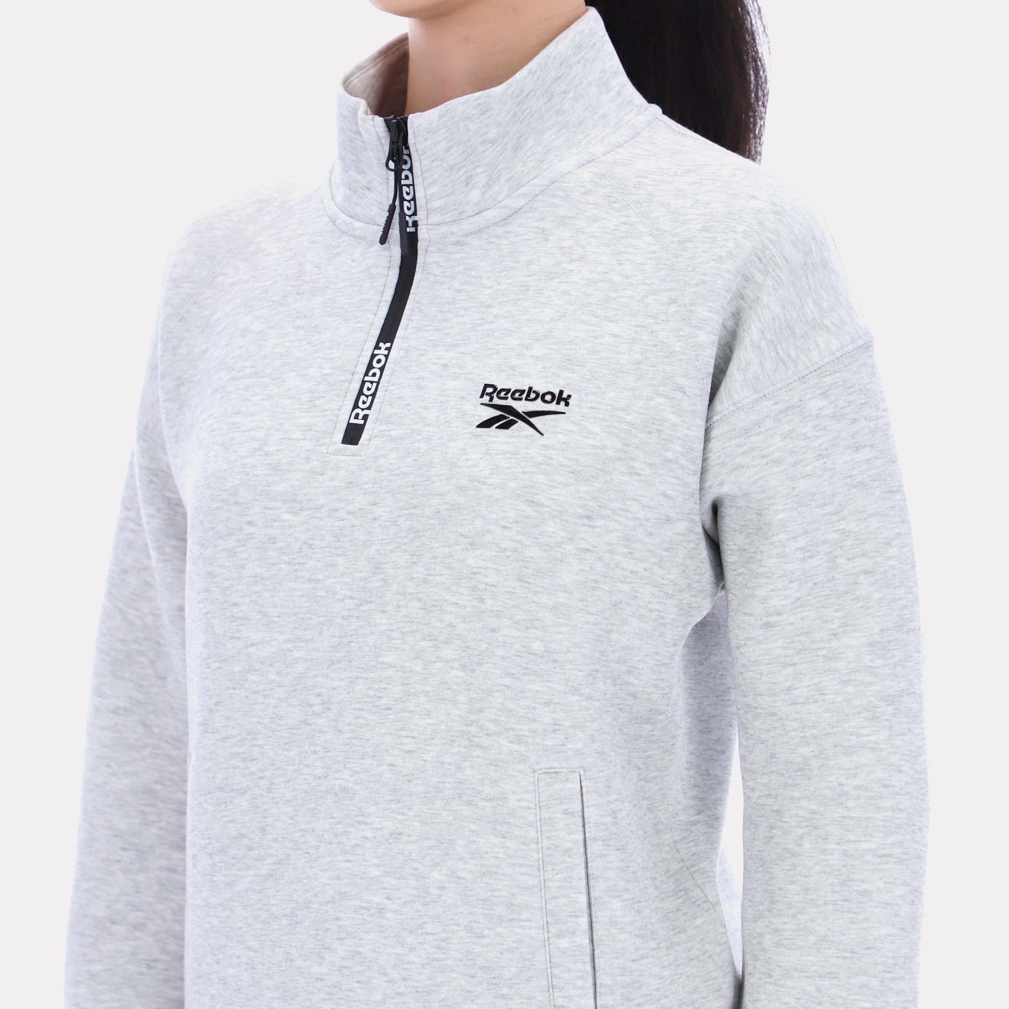 Reebok Apparel Women Scuba Quarter-Zip Pullover SILVER MARL