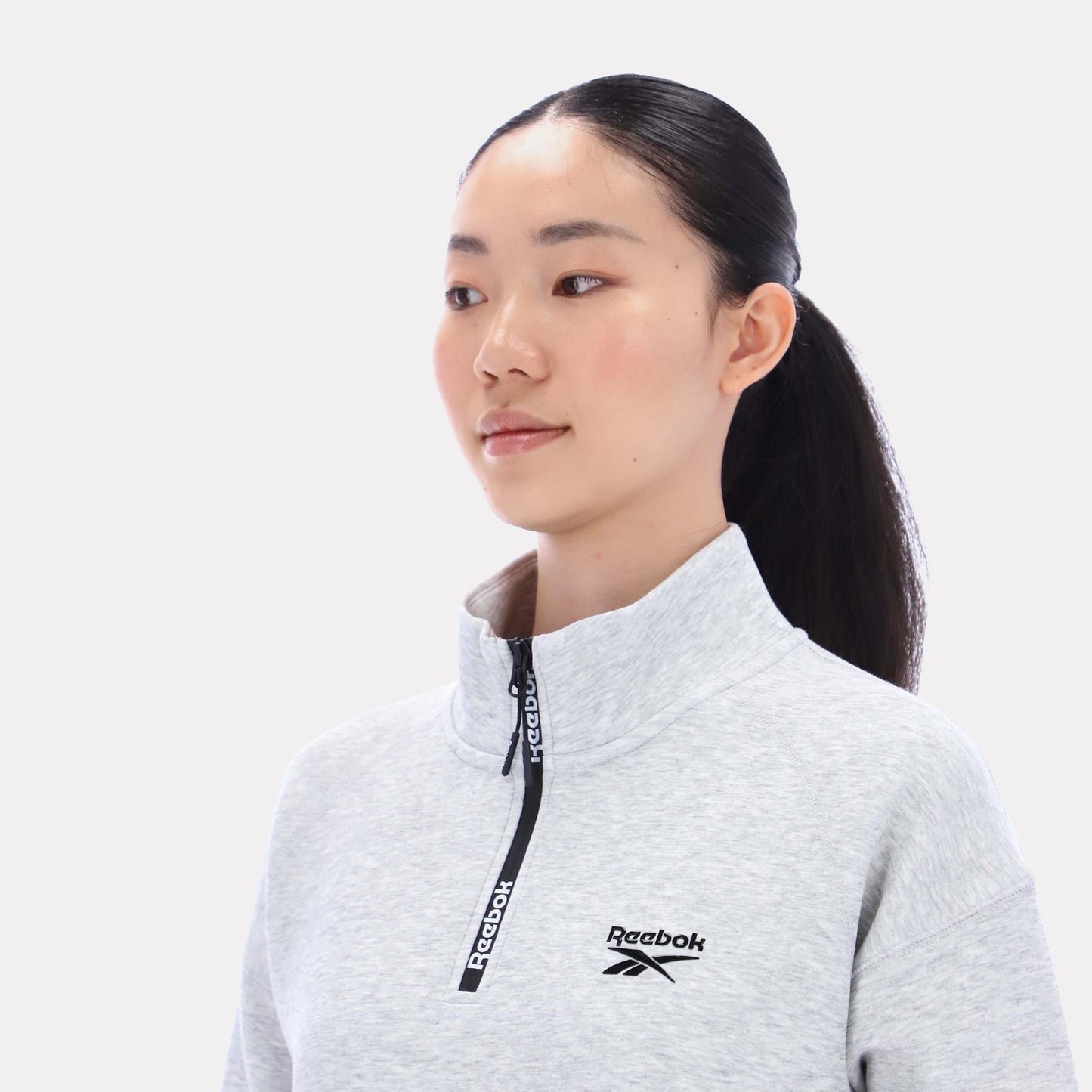 Reebok Apparel Women Scuba Quarter-Zip Pullover SILVER MARL