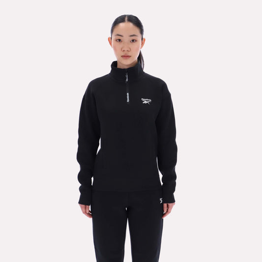 Reebok Apparel Women Oversized Scuba Quarter-Zip BLACK